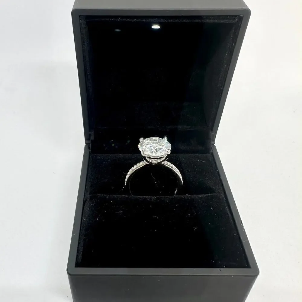 Moissanite Diamond Ring 3 Ct Engagement Wedding Round Cut Solitaire GRA Size 8